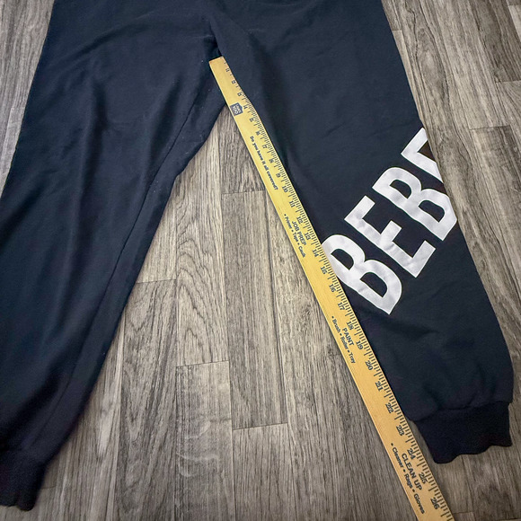 Bebe Sport Jogger Sweatpants Black Logo Drawstring 1X Women’s Cotton Blend Comfy - Picture 5 of 6